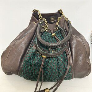 Zac Posen Hobo Bag Brown Green Leather Shoulder Bag